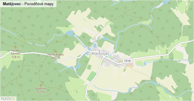 Matějovec - záplavové mapy stoleté vody
