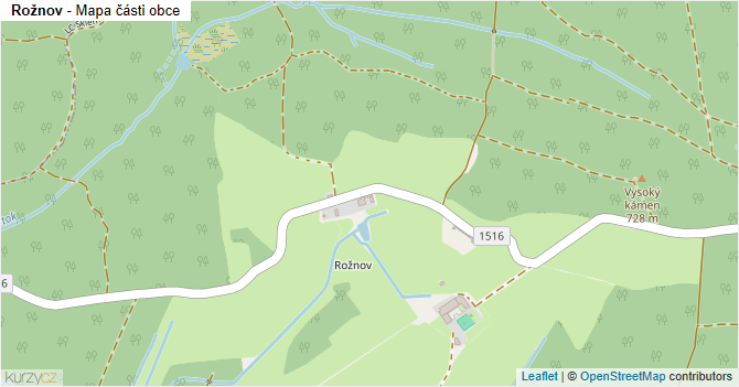 Rožnov - mapa části obce
