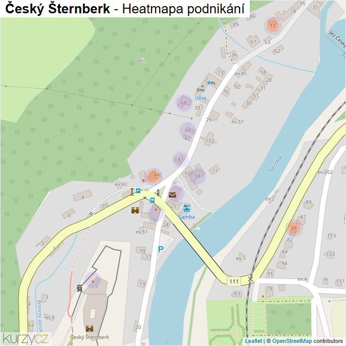 Mapa Český Šternberk - Firmy v části obce.