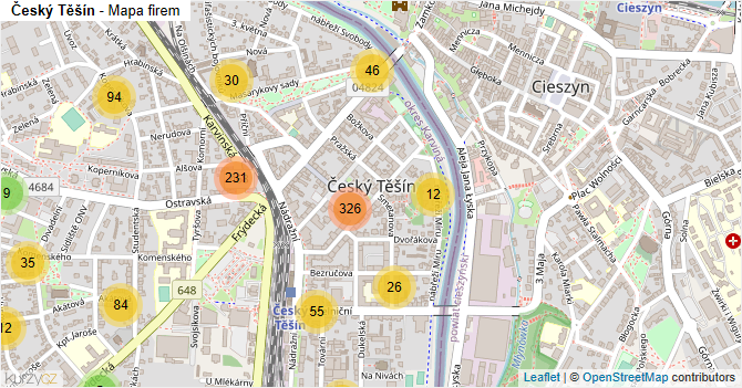 Český Těšín - mapa firem