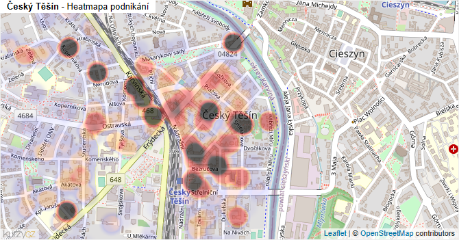 Český Těšín - mapa podnikání