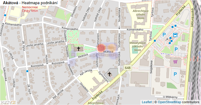 Akátová - mapa podnikání