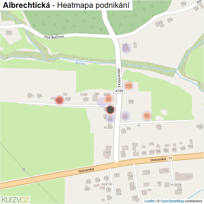 Mapa Albrechtická - Firmy v ulici.