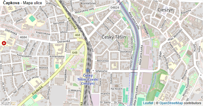 Čapkova - mapa ulice
