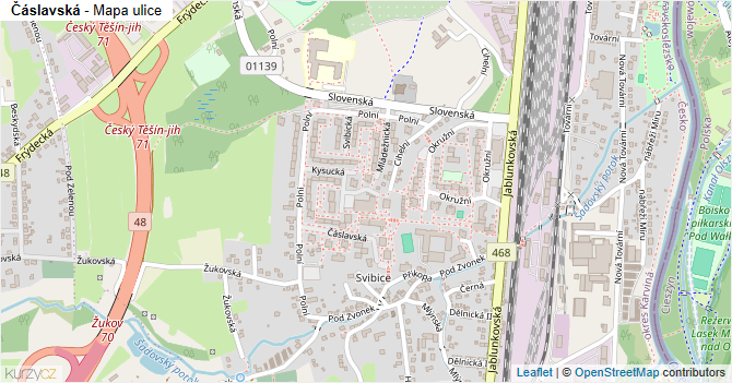 Čáslavská - mapa ulice