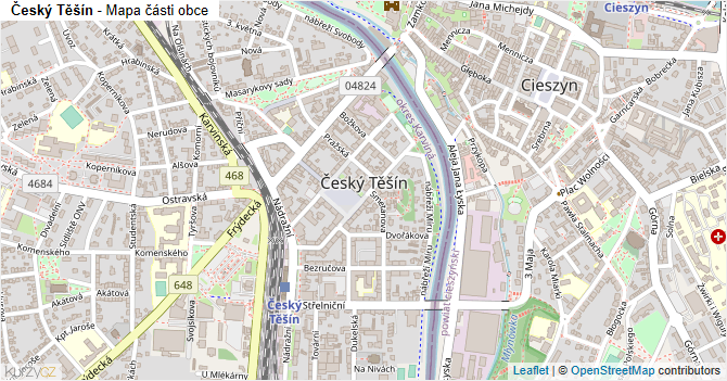 Český Těšín - mapa části obce
