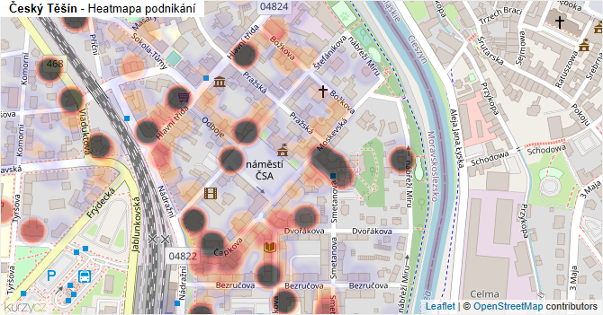 Český Těšín - mapa podnikání