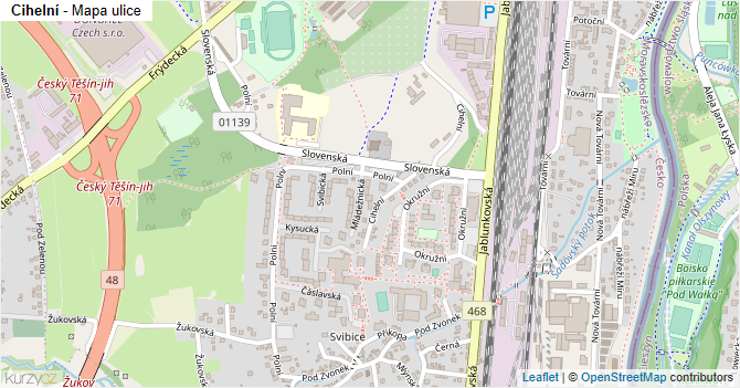 Cihelní - mapa ulice