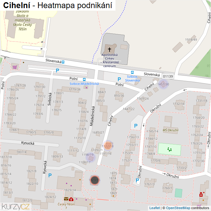 Mapa Cihelní - Firmy v ulici.