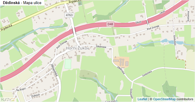 Dědinská - mapa ulice