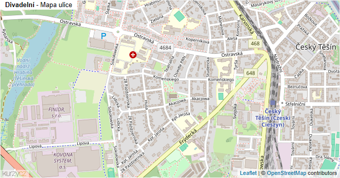 Divadelní - mapa ulice