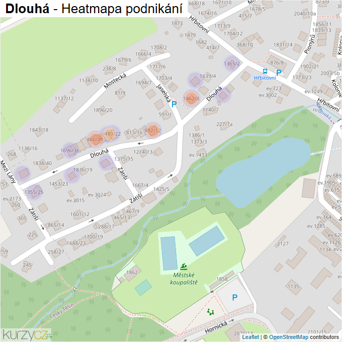Mapa Dlouhá - Firmy v ulici.