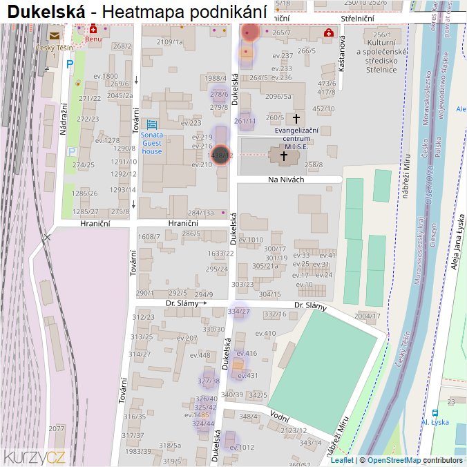 Mapa Dukelská - Firmy v ulici.