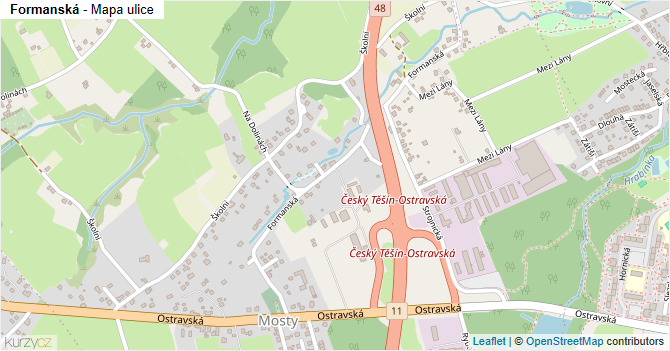 Formanská - mapa ulice