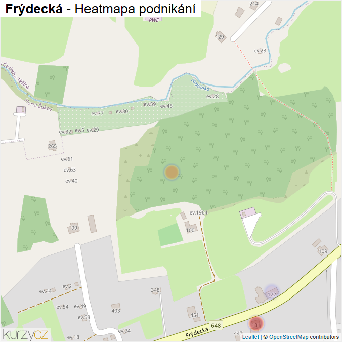 Mapa Frýdecká - Firmy v ulici.