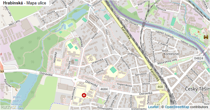 Hrabinská - mapa ulice