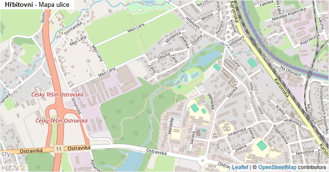 Hřbitovní - mapa ulice