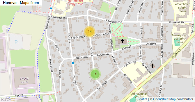 Husova - mapa firem