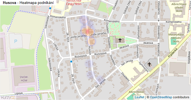Husova - mapa podnikání