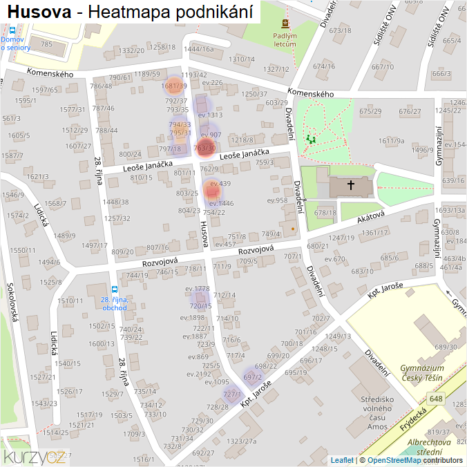Mapa Husova - Firmy v ulici.
