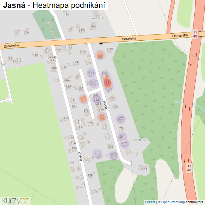 Mapa Jasná - Firmy v ulici.