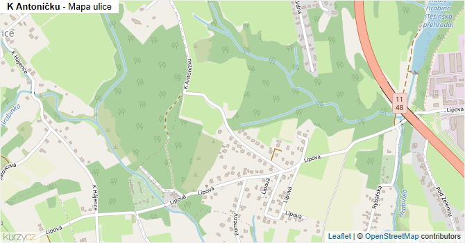 K Antoníčku - mapa ulice