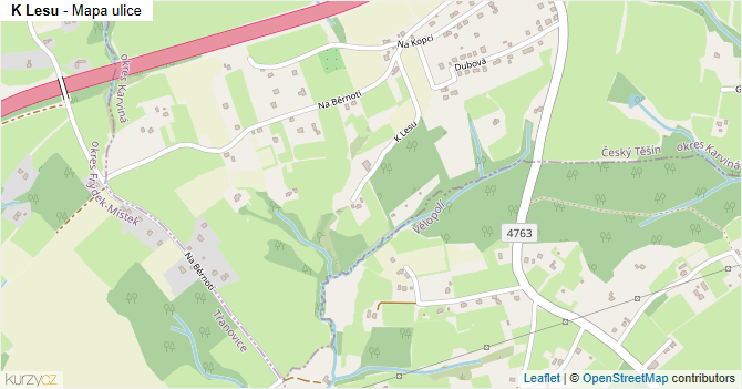 K Lesu - mapa ulice