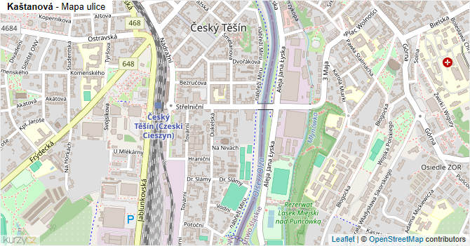 Kaštanová - mapa ulice