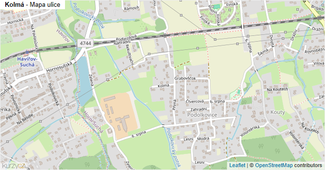 Kolmá - mapa ulice