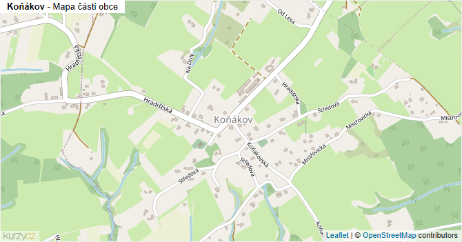 Koňákov - mapa části obce