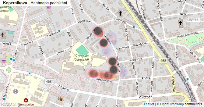 Koperníkova - mapa podnikání
