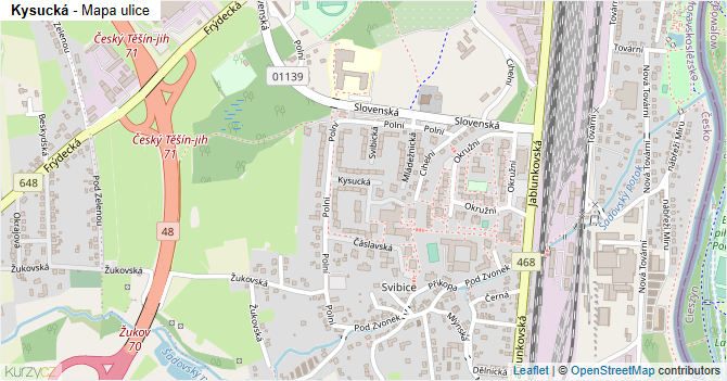 Kysucká - mapa ulice