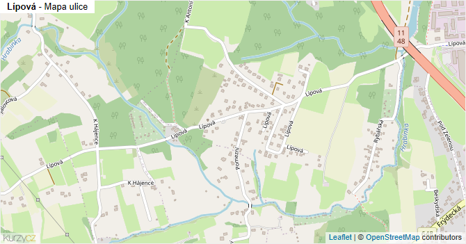 Lípová - mapa ulice