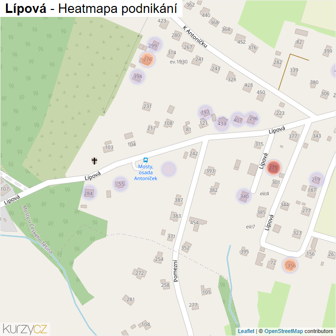 Mapa Lípová - Firmy v ulici.
