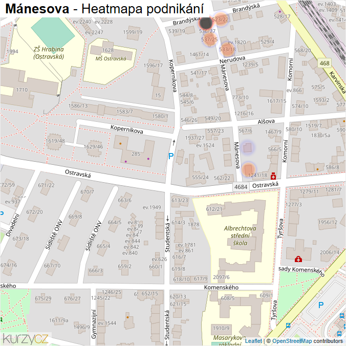 Mapa Mánesova - Firmy v ulici.