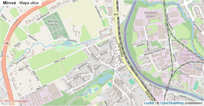 Mírová - mapa ulice