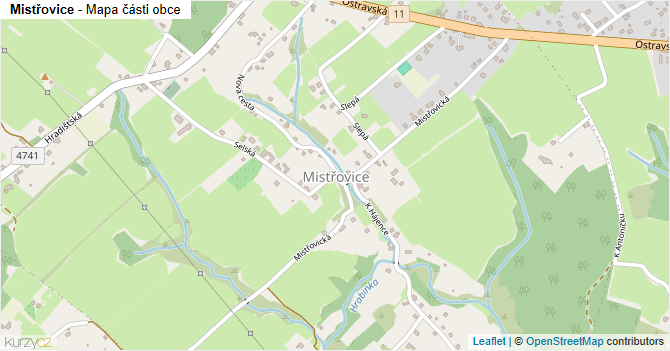 Mistřovice - mapa části obce