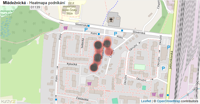 Mládežnická - mapa podnikání