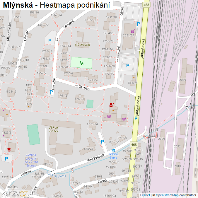 Mapa Mlýnská - Firmy v ulici.