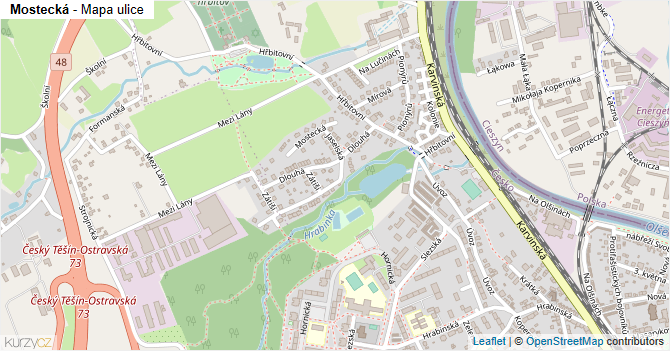 Mostecká - mapa ulice