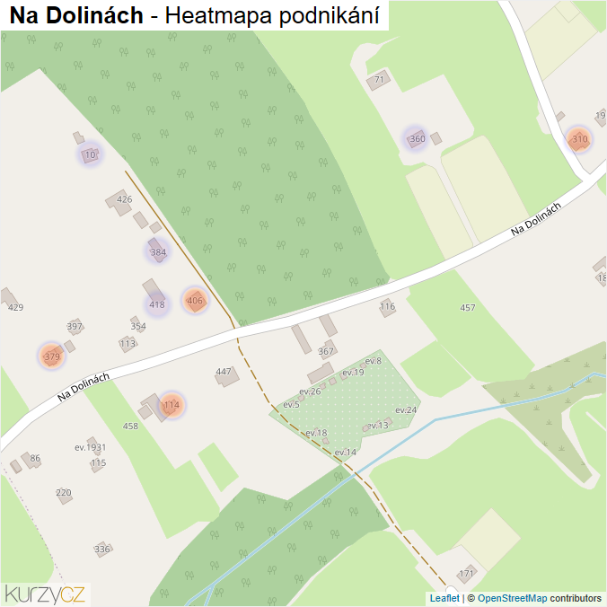 Mapa Na Dolinách - Firmy v ulici.
