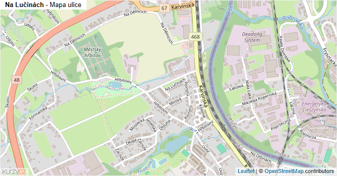Na Lučinách - mapa ulice
