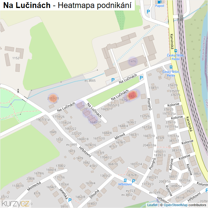 Mapa Na Lučinách - Firmy v ulici.