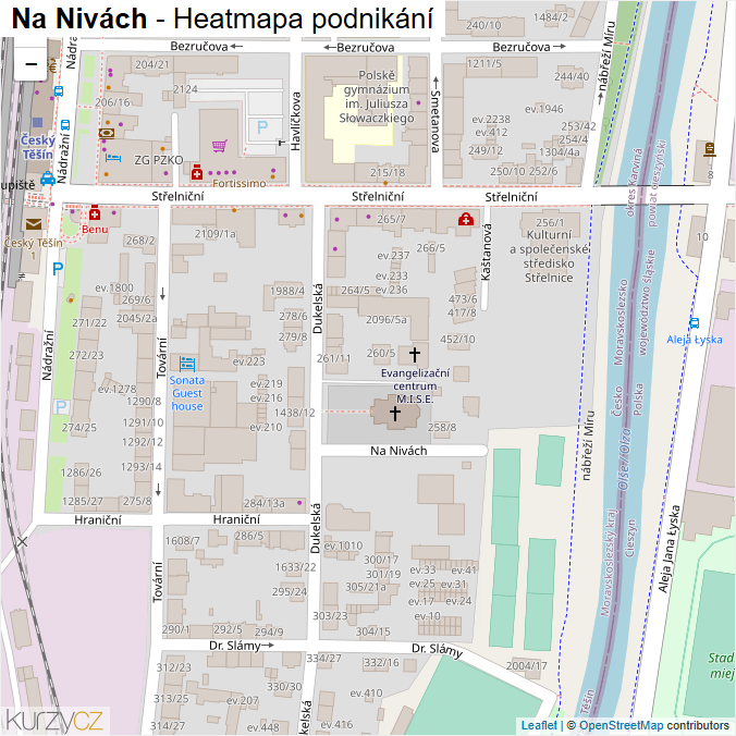 Mapa Na Nivách - Firmy v ulici.