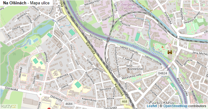 Na Olšinách - mapa ulice