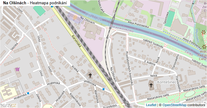 Na Olšinách - mapa podnikání