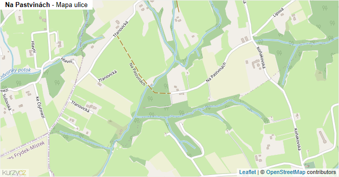 Na Pastvinách - mapa ulice
