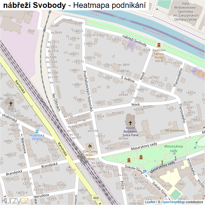 Mapa nábřeží Svobody - Firmy v ulici.