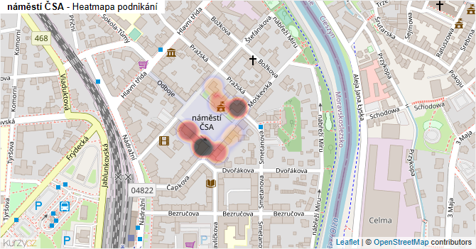 náměstí ČSA - mapa podnikání