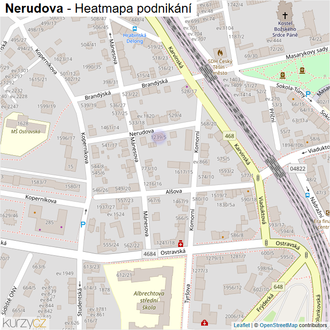 Mapa Nerudova - Firmy v ulici.